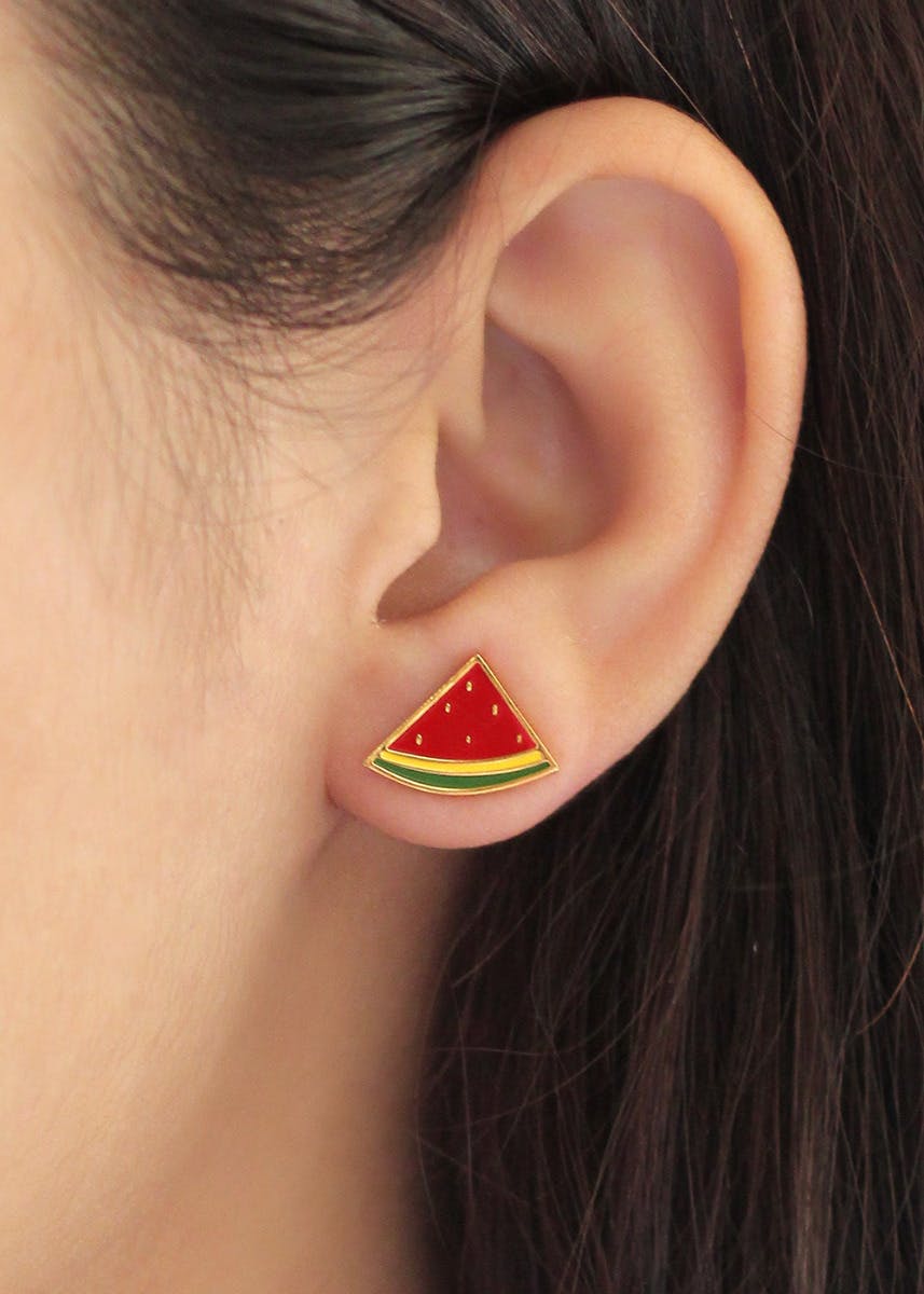 Gold Plated Watermelon Studs