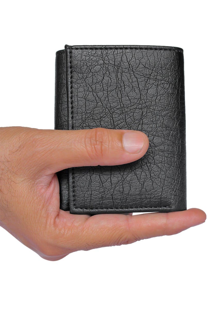 Get Solid Black Leather Tri-Fold Wallet at ₹ 399 | LBB Shop