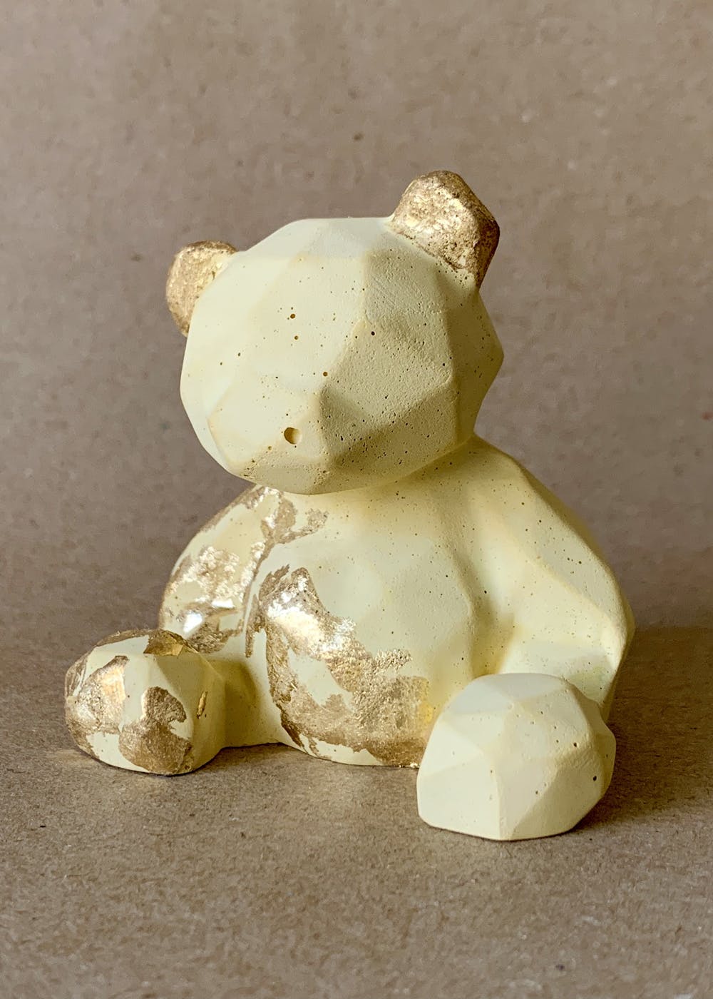 Concrete Table Ornament - Teddy - Yellow Gold Leafed