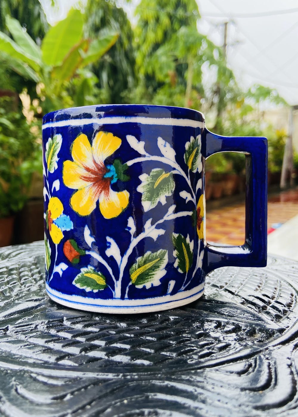 Coffee Lovers Unique Gift Textured Mug Emerald Blue Pottery Handmade Ceramic Coffee Mug Coffee Cup Handmade Texture Stoneware Tea Cup
