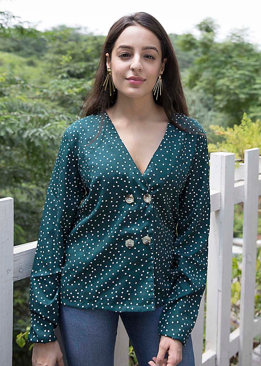  Double Breasted Forest Polka Shirt