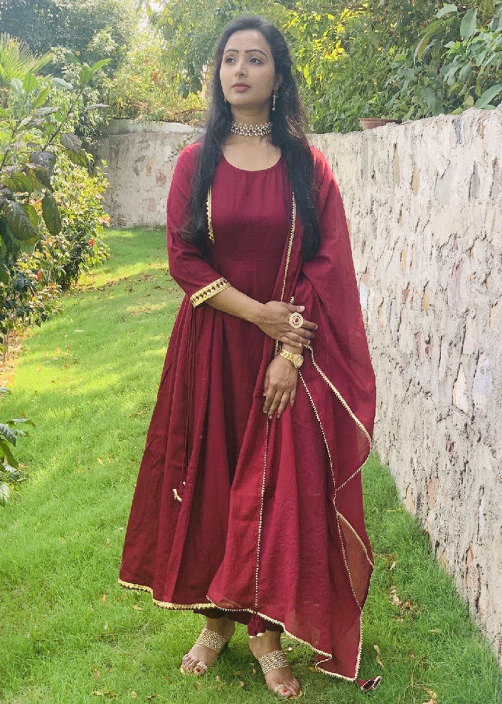 Round neck anarkali on sale