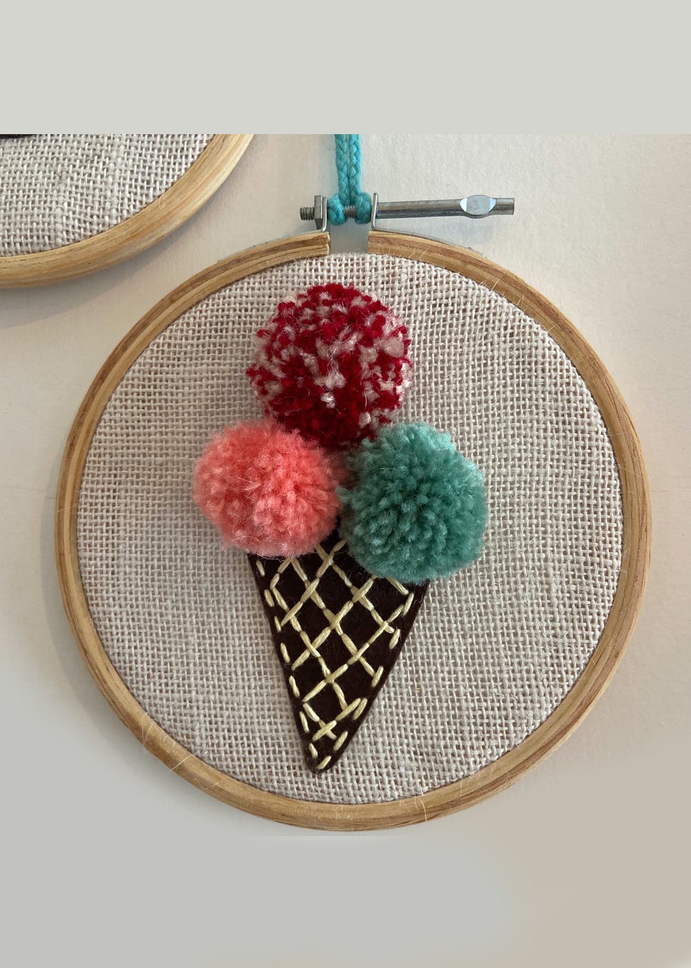 Ice-cream Wall Art Handcrafted and Handstitched with love (6 inches)