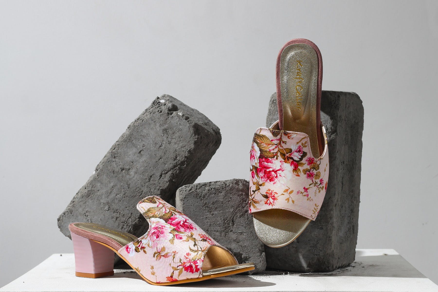 blush floral heels
