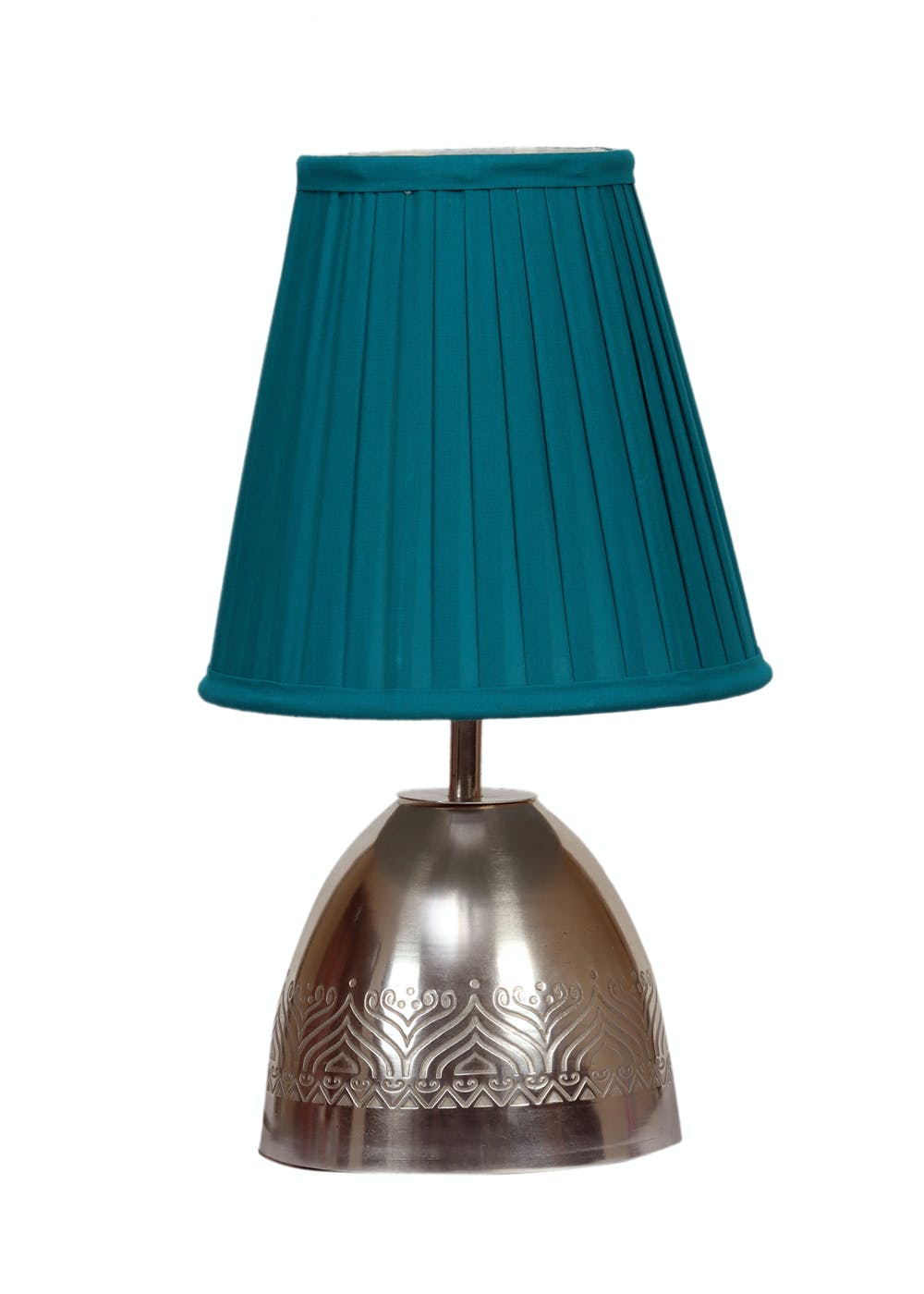 teal and silver table lamp