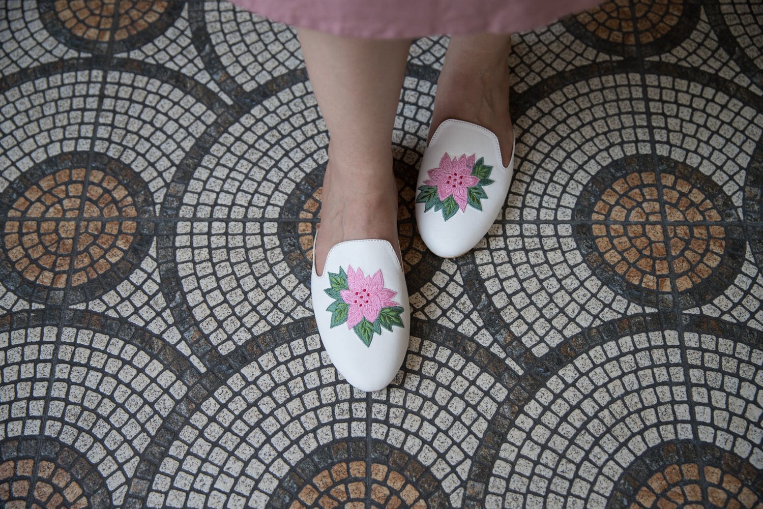 Rose Embroidered Mules