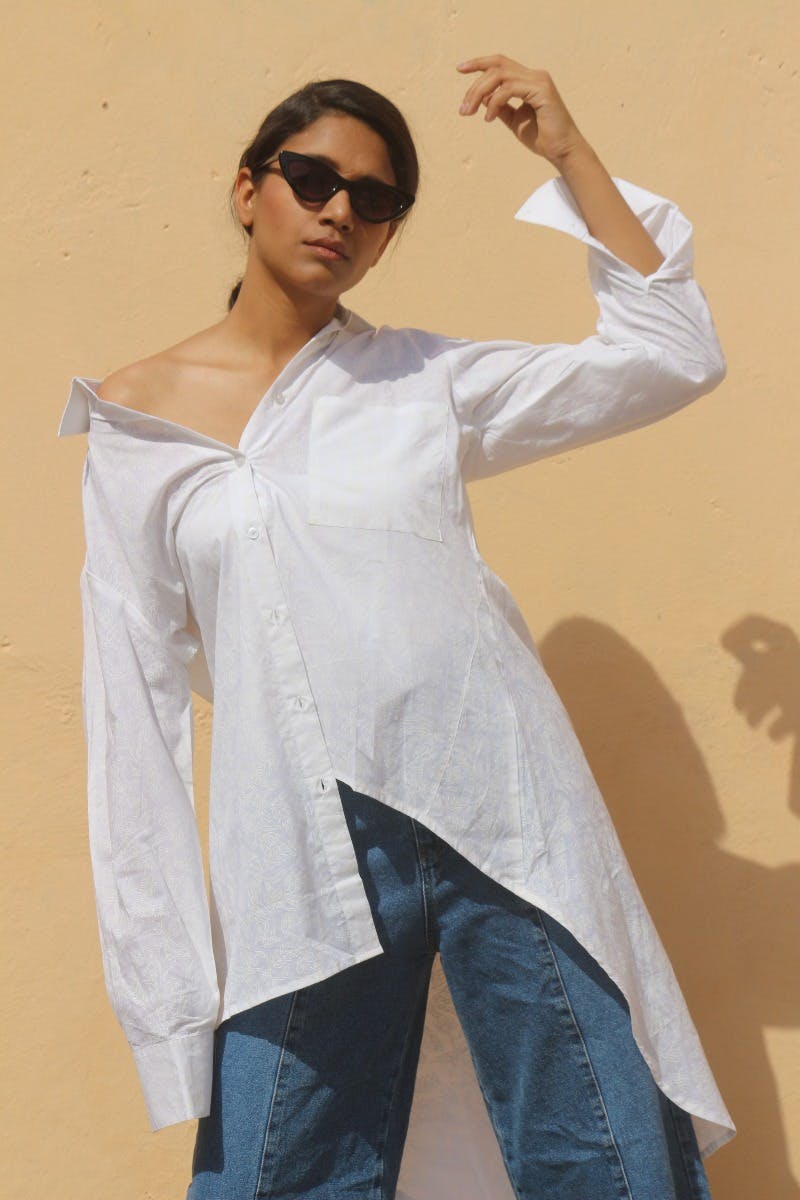 Products Asymmetric Shirt White Cotton