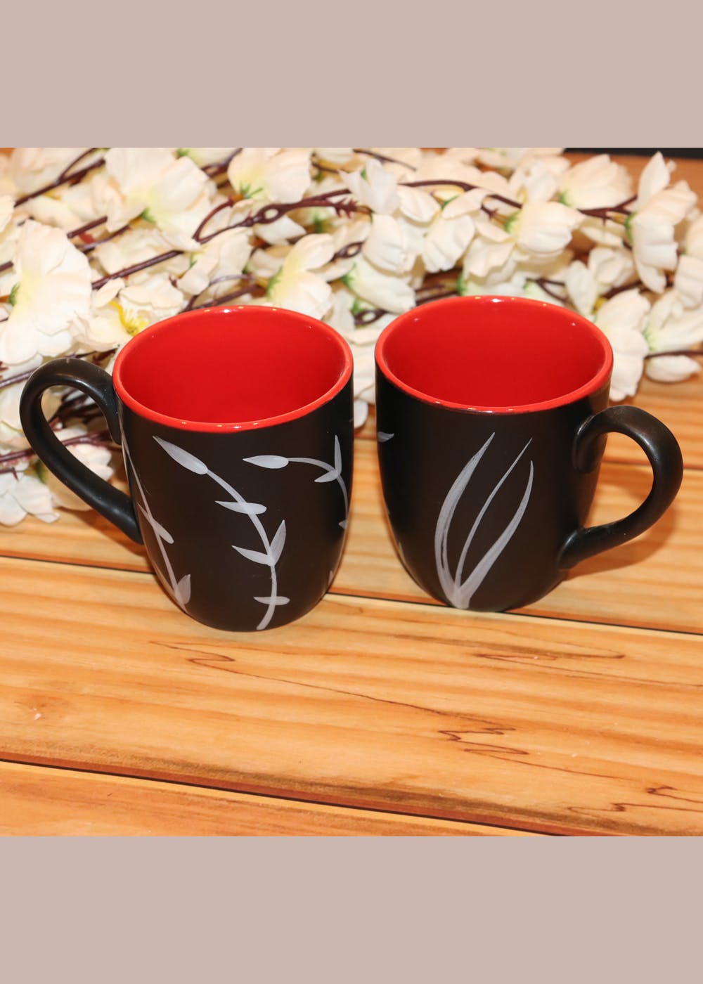 The Floral Collection Black and Red Coffee Mug
