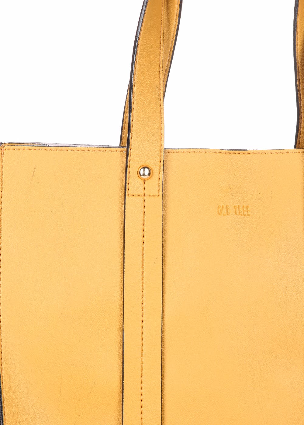 Oval Shape Glossy Finished Tote w/ Wrist Handles (Mustard