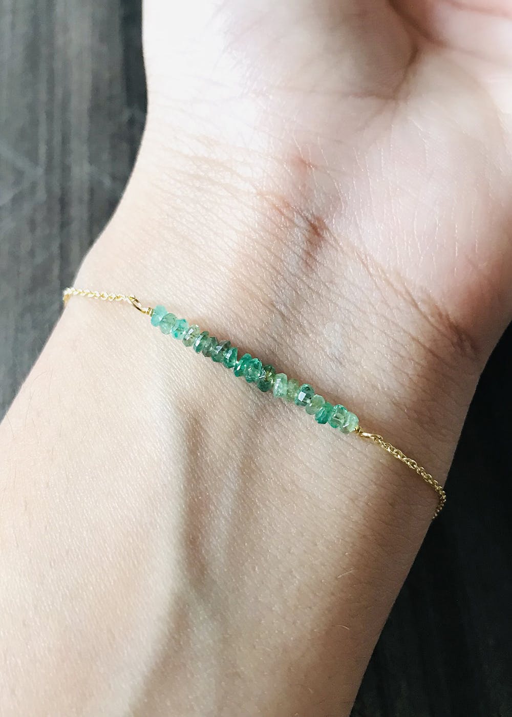 Fashions Emerald Green Stone Golden Bracelet