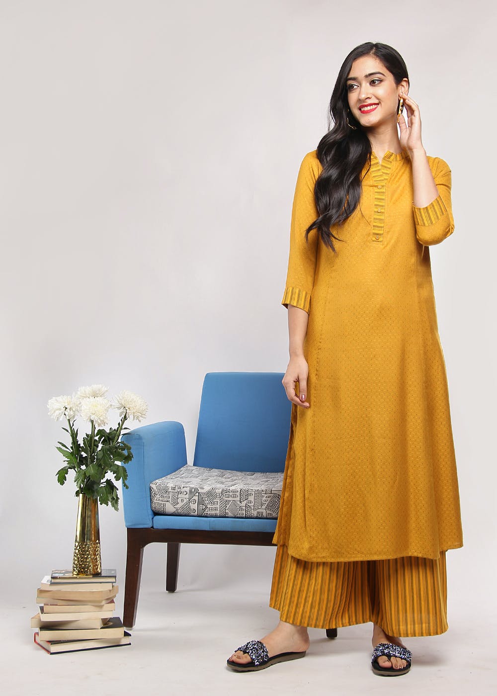 Women's Yellow Kurta With Green Dupatta (3pc Set) - Label Shaurya Sanadhya  (3pc Set) | Indian clothes women, Lemon colour dress, Dress indian style
