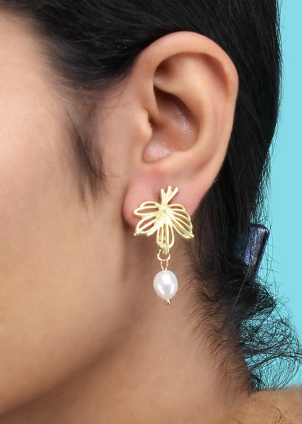 Pearl & Leaf Drop Earrings