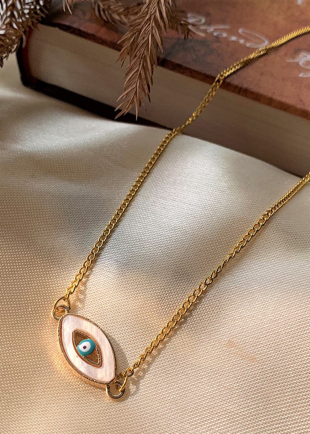 Evil Eye Double Coin Necklace- Gold