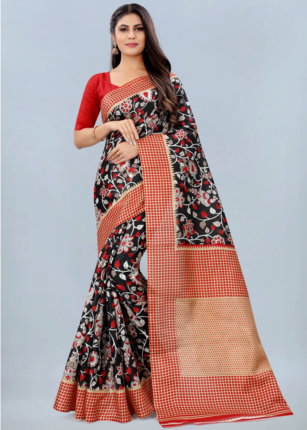 Get Black And Red Soft Tussar Silk Saree At ₹ 799 Lbb Shop