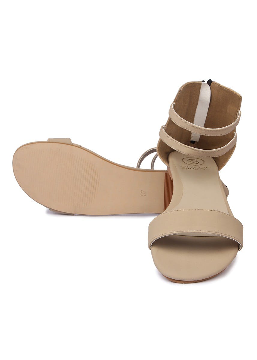 Beige strappy flat online sandals