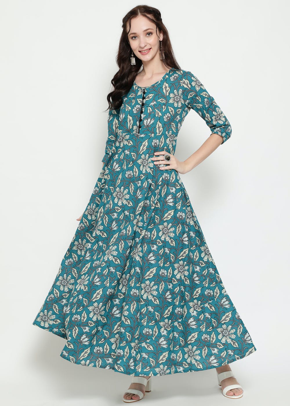 Get Blue Floral Printed Maxi Dress at ₹ 1290 | LBB Shop