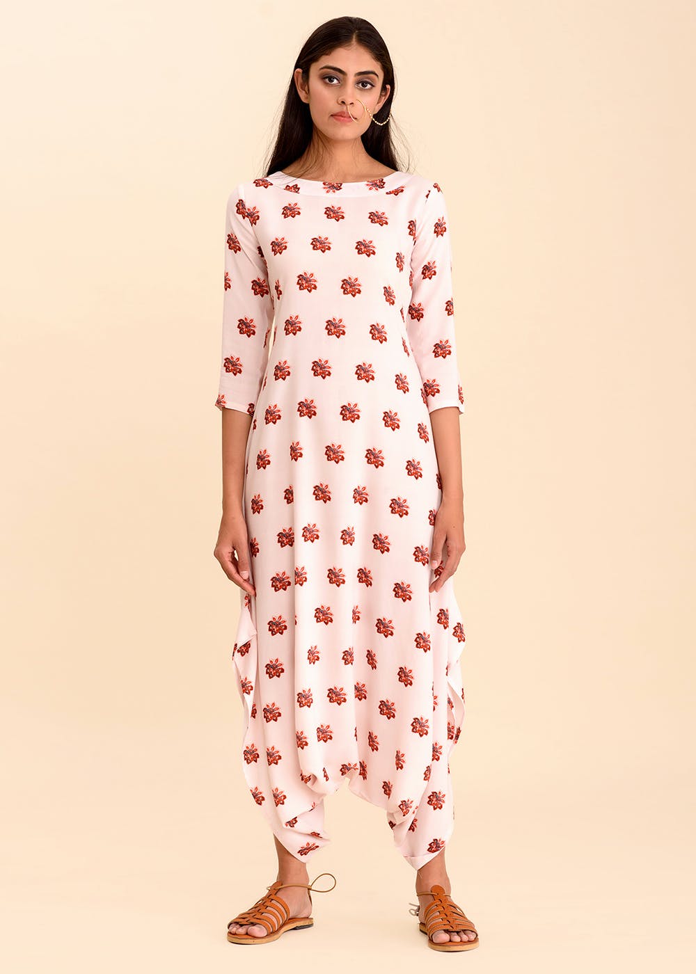 Printed Pink Signature Dhoti Jumpsuit