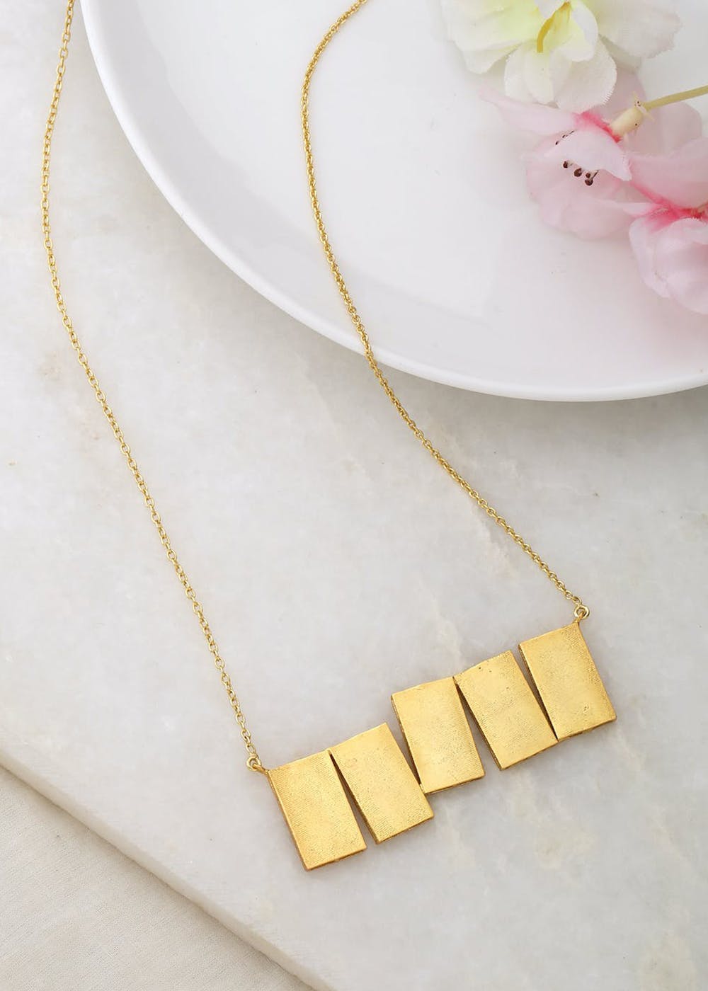 Faceted Rectangle Pendant Necklace
