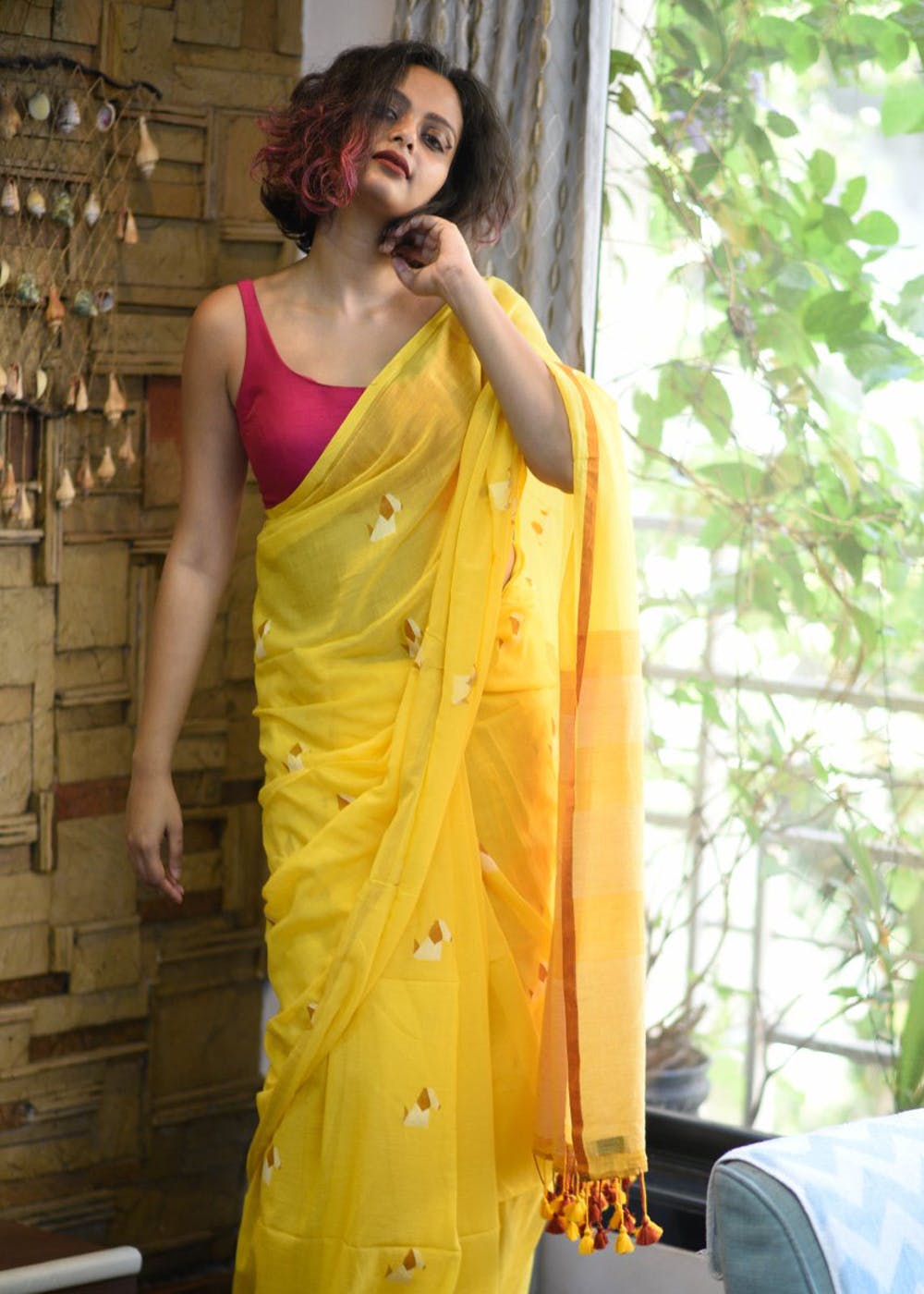 yellow Handloom Cotton Sarees at Rs 550 in Nadia | ID: 25273999388