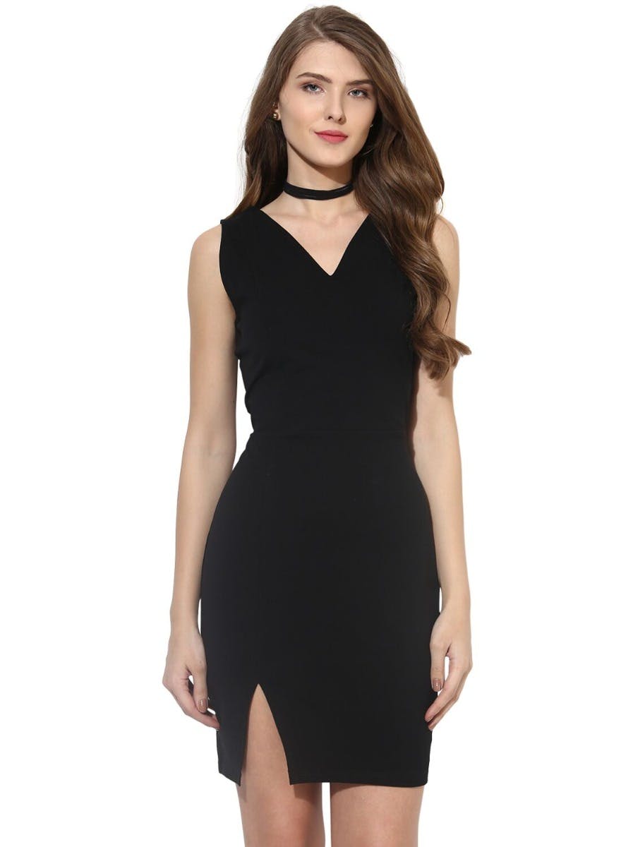 Get Side Slit Sleeveless Bodycon Dress at ₹ 866 | LBB Shop