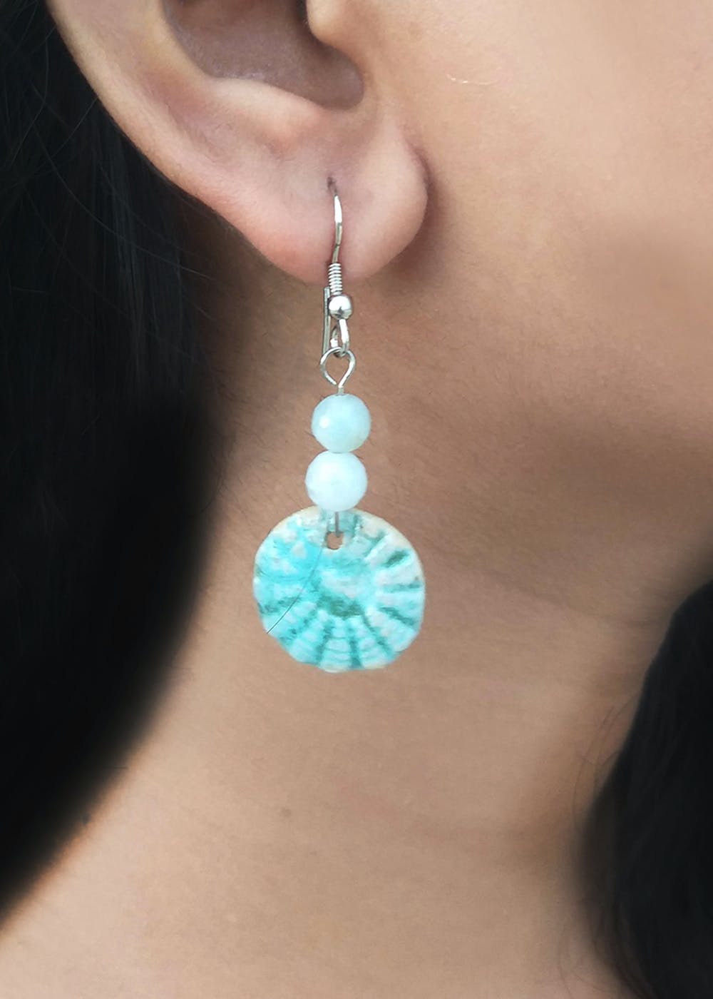Turquoise Small Ceramic Earrings