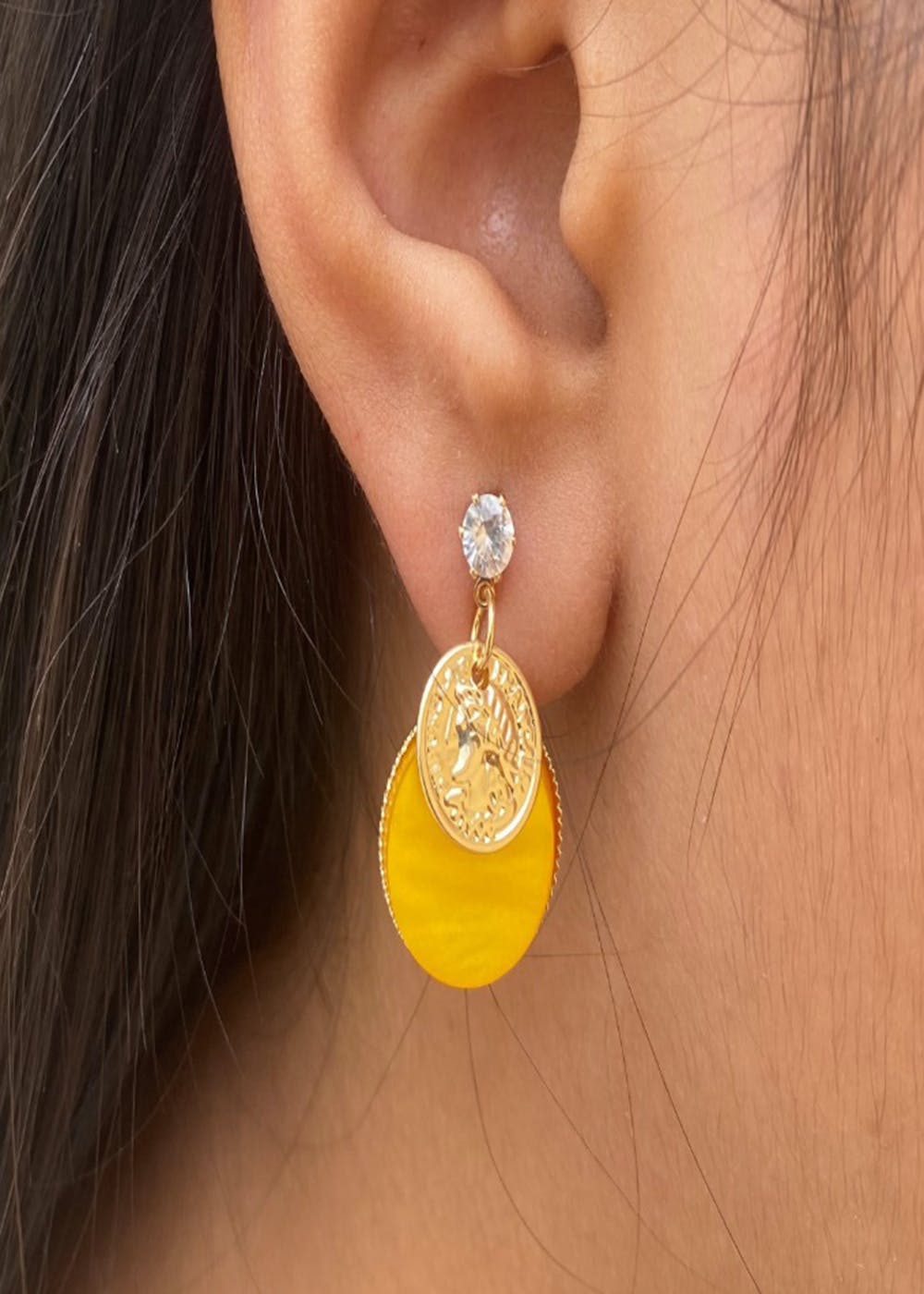 Buy Fashion Jeweliery | Yellow Beads & Kundan Embellished Drop Earrings |  B88-SS22-36 | Cilory.com