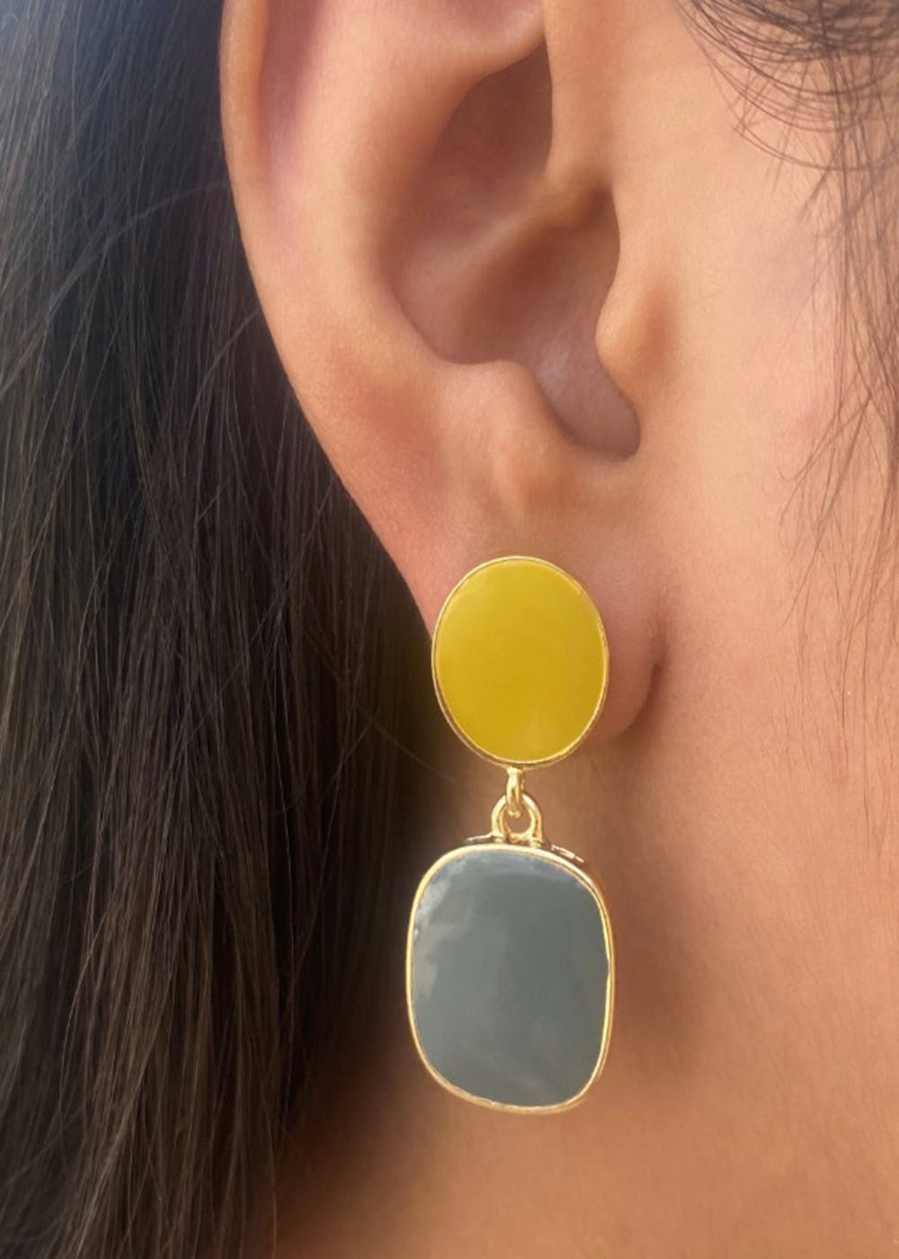 yellow and grey earrings