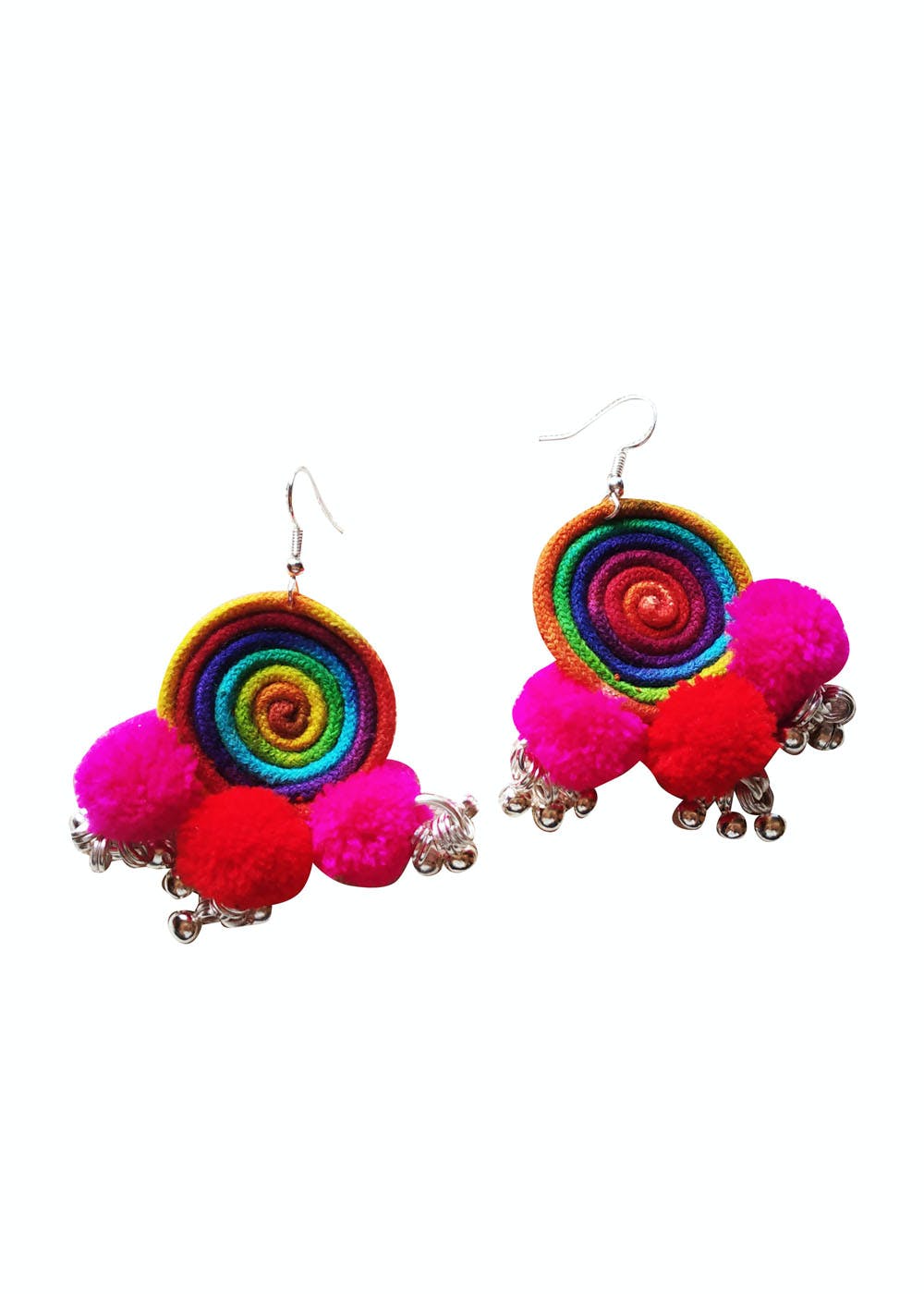 Elegant hoops & pink tassels! Large earrings, tassel pom pom pom pom  earrings fancy Bohemian style