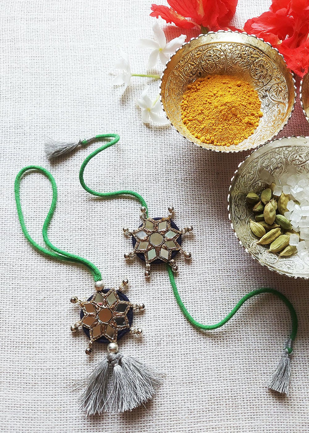 Tribal Hand Embroidered Rakhi & Lumba Set 42