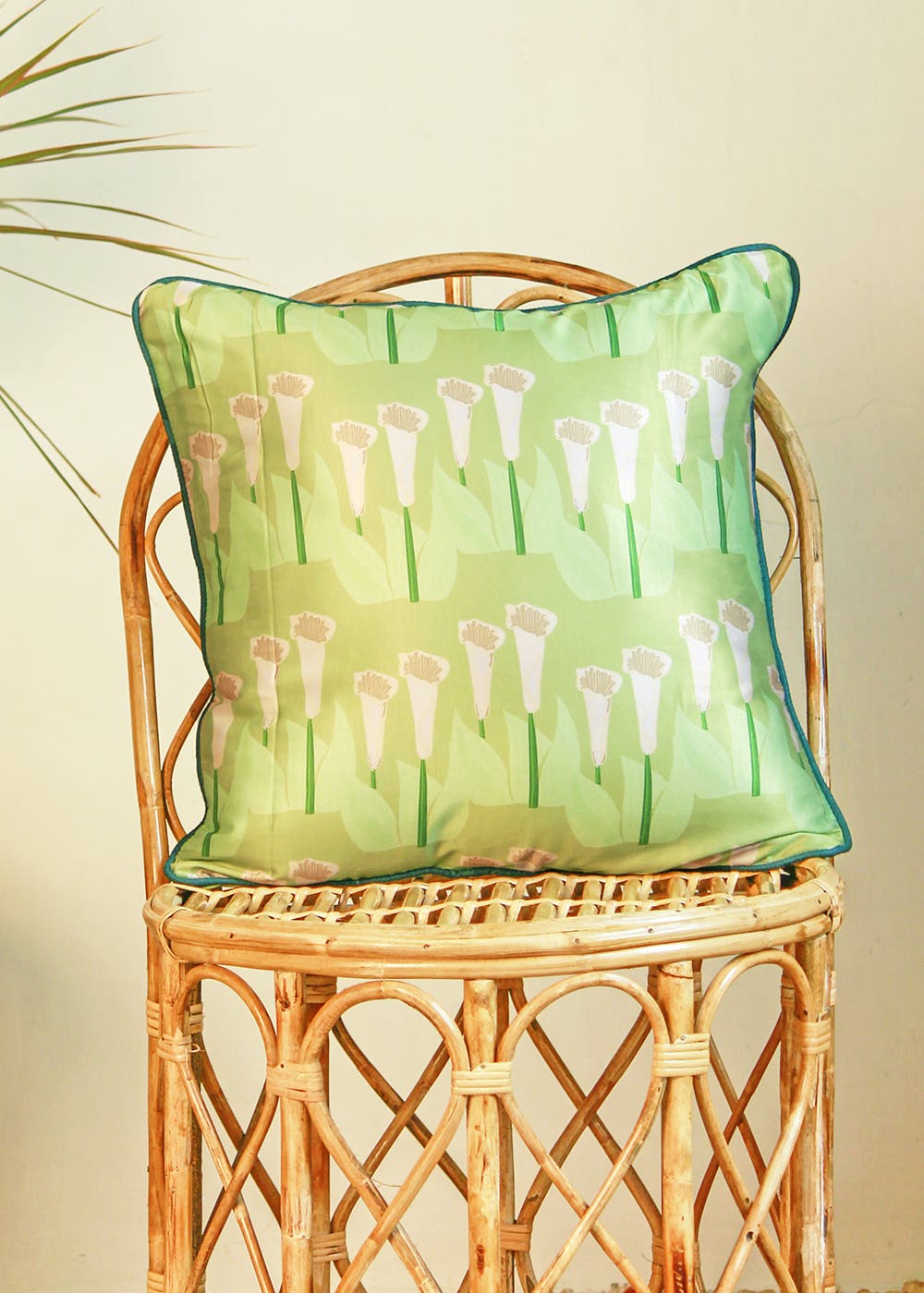 Get Handmade Light Green Floral Cushion Covers Set of 2 at ₹ 699 LBB Shop