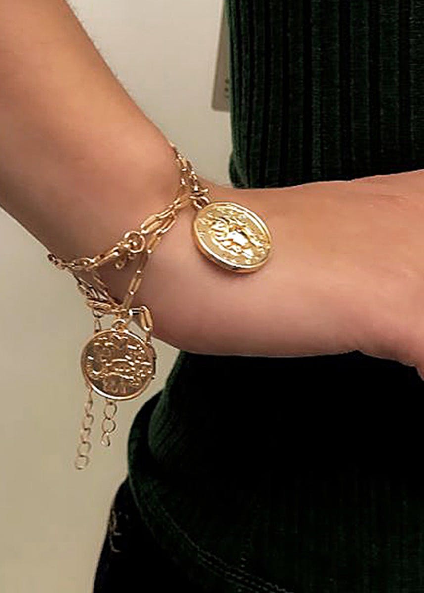Gold Coin Charm Bracelet  Harry Rocks London
