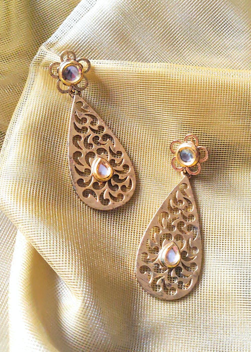 Bhargavi Blush Kundan Pearl Danglers main image 0