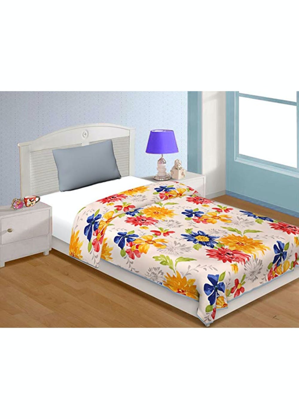 Get Sunflower Polyester Microfiber Reversible Double Bed Dohar/Blanket