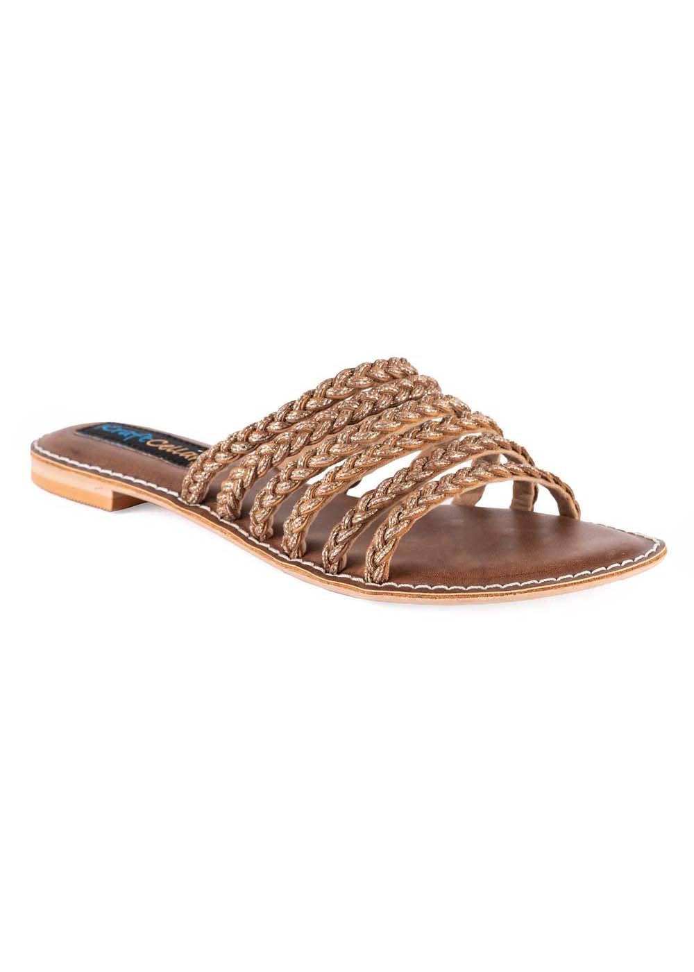 Get Braided Beige Strappy Slides at ₹ 799 | LBB Shop