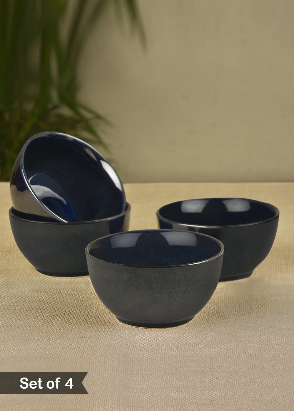 Get Navy Blue Ceramic Hand Glazed Dinner Serving Bowls - Set of 4 at ...