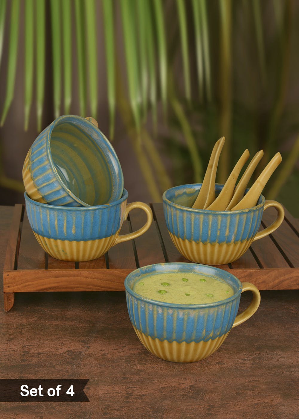 Get Teal And Sand Yellow Studio Pottery Hand Glazed Ceramic Soup Cup ...