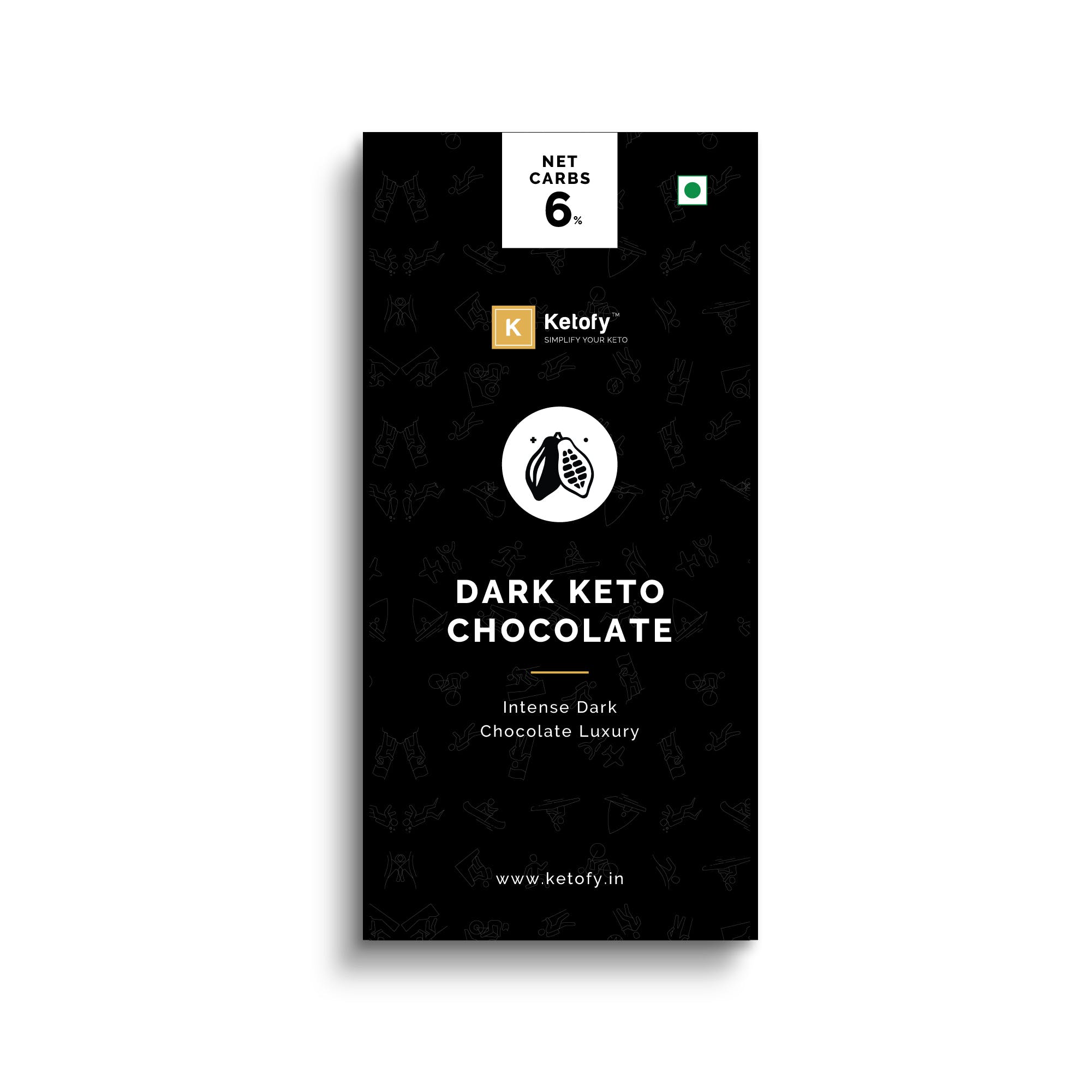 Get Ketofy Dark Chocolate (50g)Sugar Free Unsweetened Intense Dark