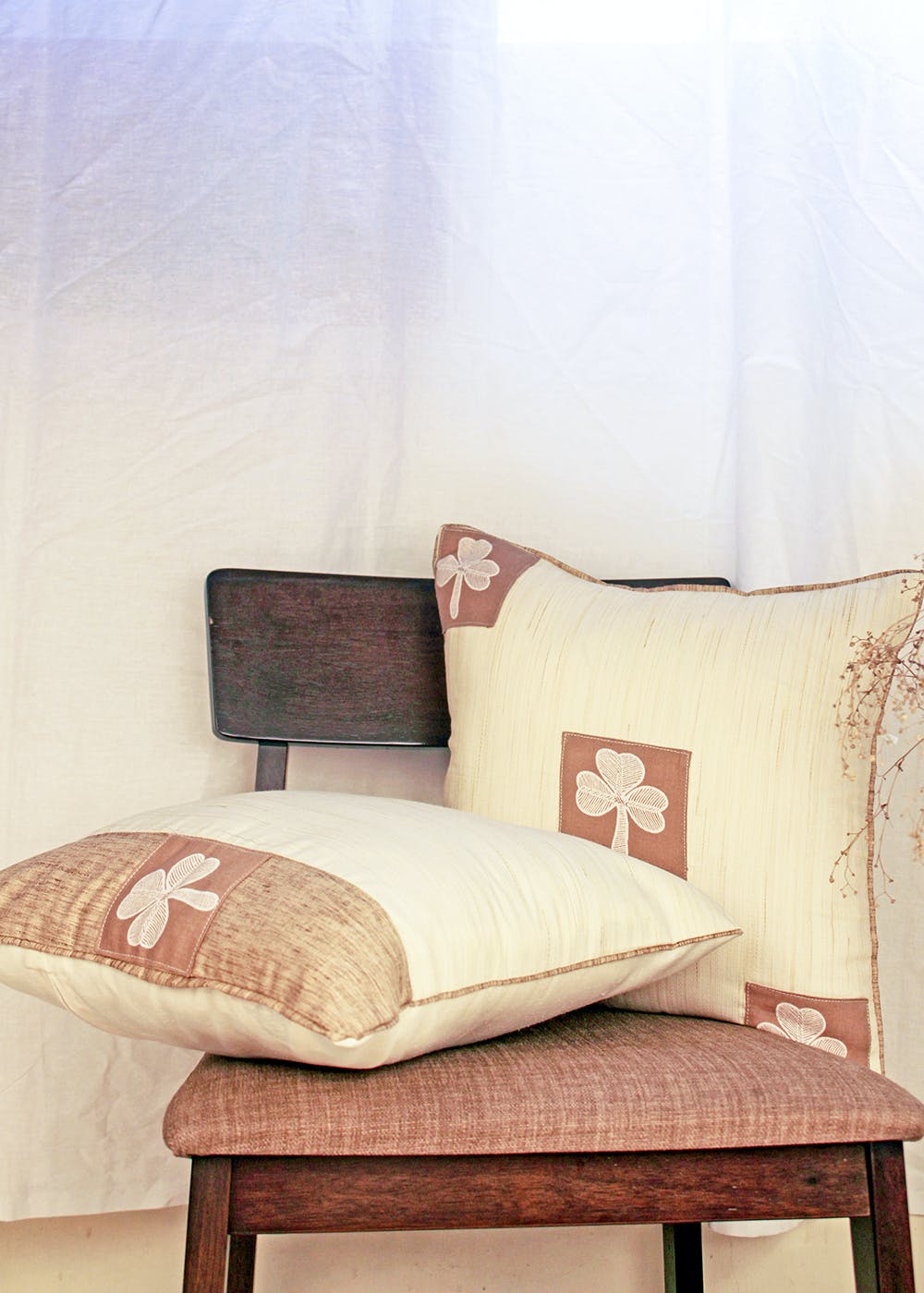 Get Floral Patch Khadi Cushion Cover Set of 2 at ₹ 999 LBB Shop