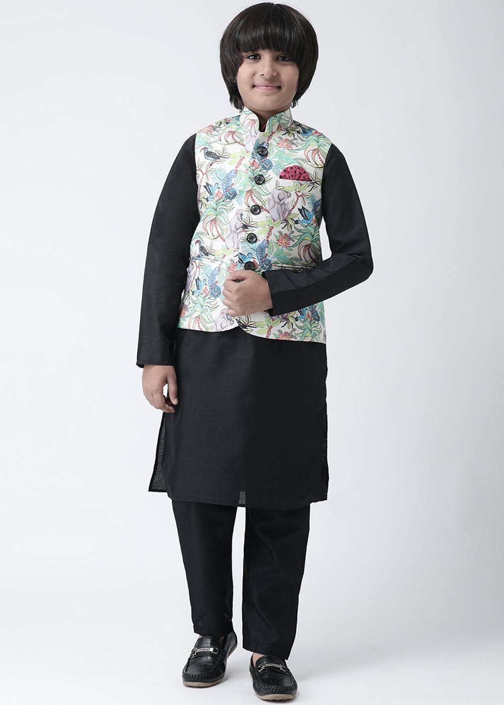 Babyhug Cotton Woven Cambric Full Sleeves Kurta Pyjama Set Floral Print - Multicolor