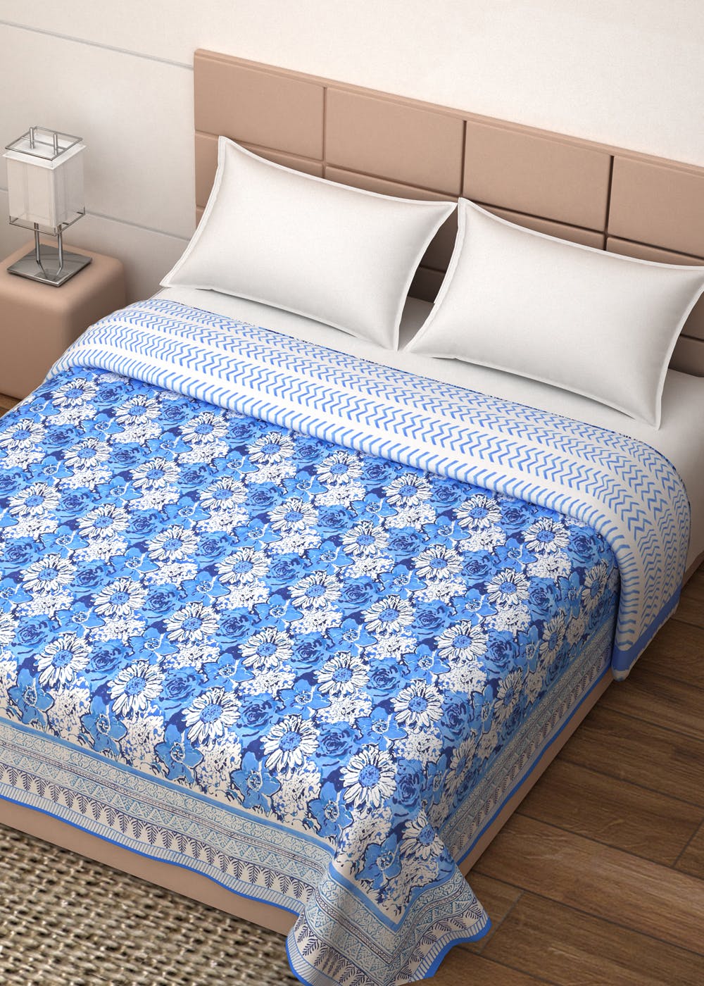 Get Cotton Dohar King Bed Blue Flower at ₹ 2099 | LBB Shop
