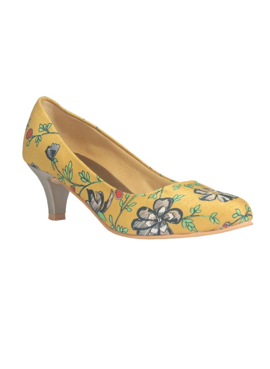 yellow flower heels