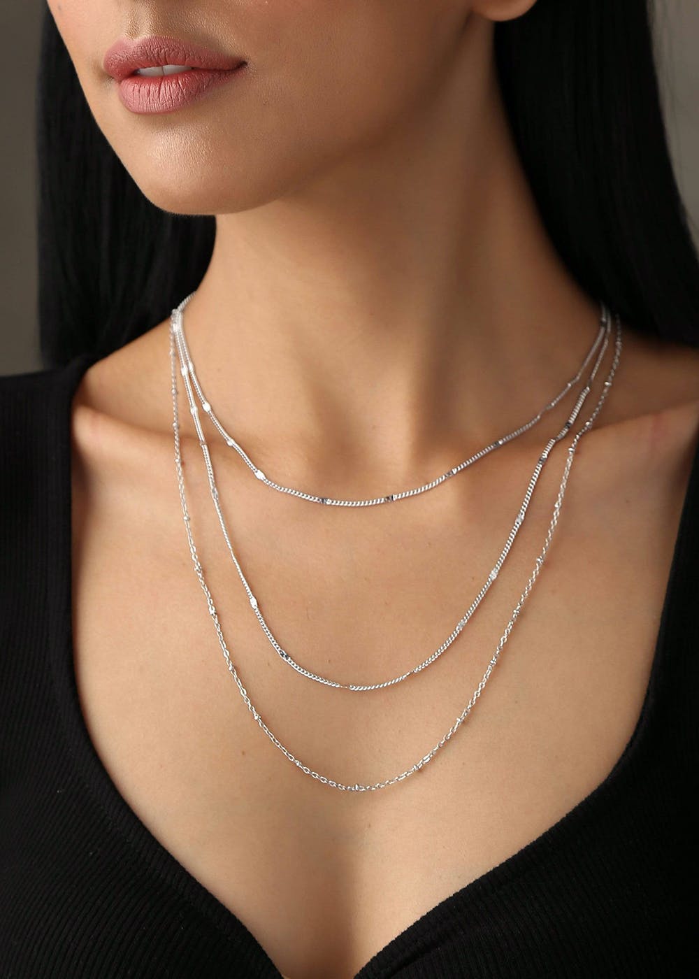 multilayer silver necklace