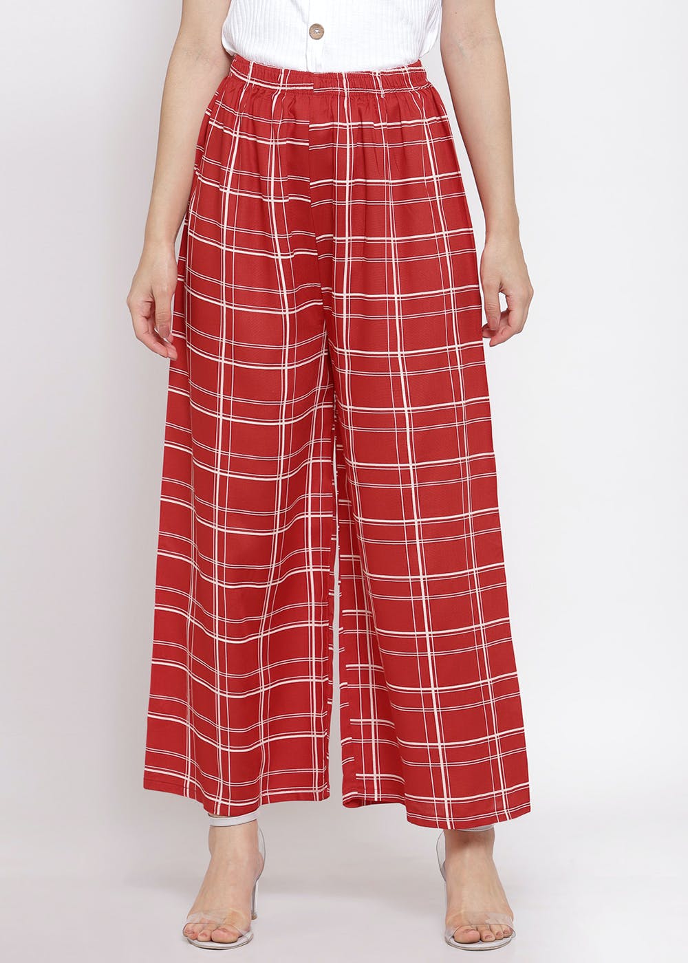 Buy Plus Size Cotton Palazzo Pants  Plus Size Checked Palazzo Pants   Apella