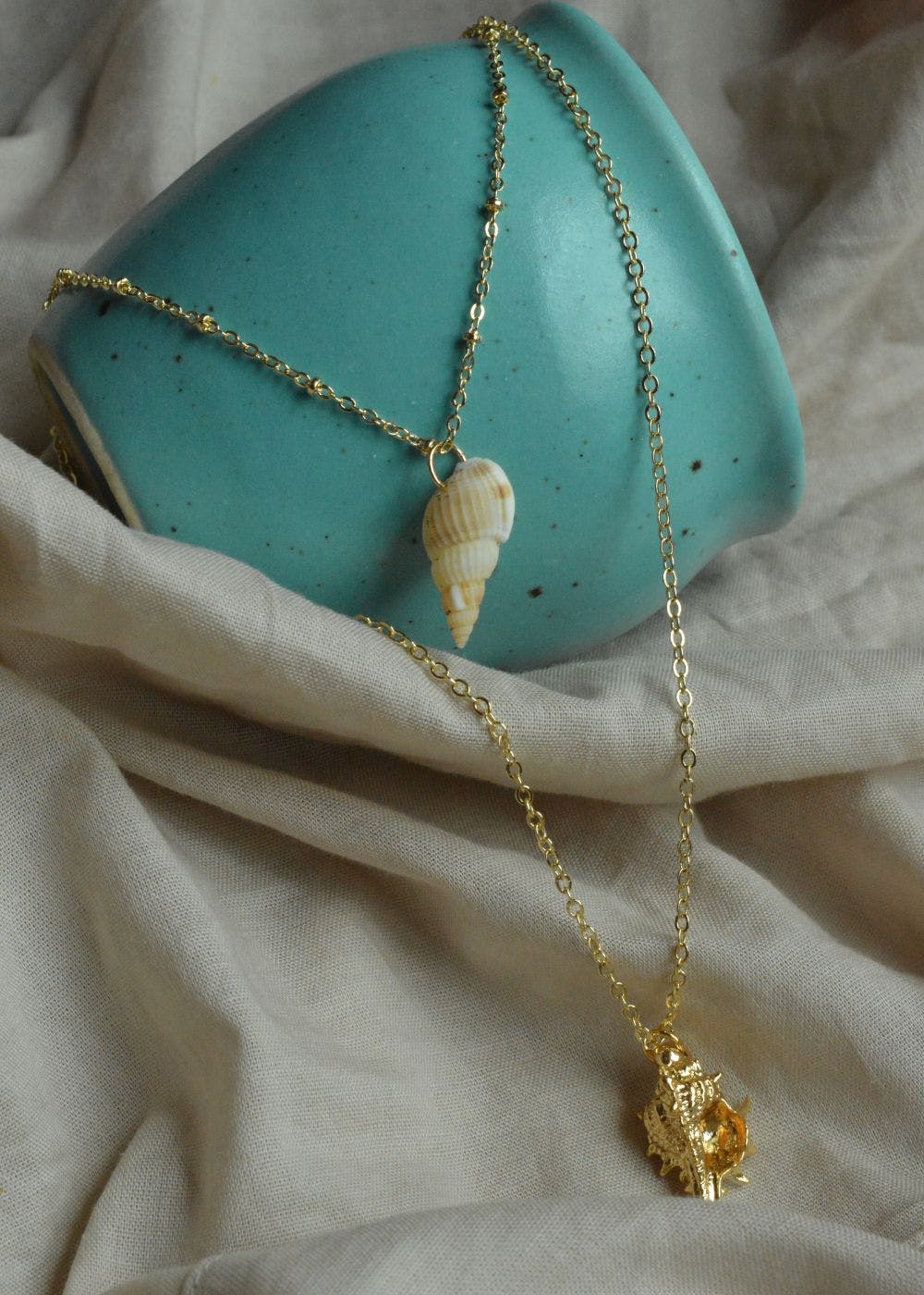 Marina Spiral Shell Pendant Necklace Brass – INK+ALLOY, LLC