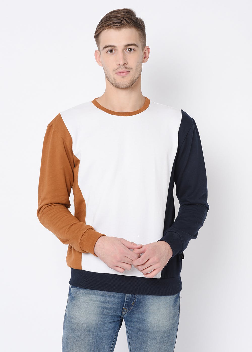 Two-Tone Contrast Sleeve Detail Sweatshirt