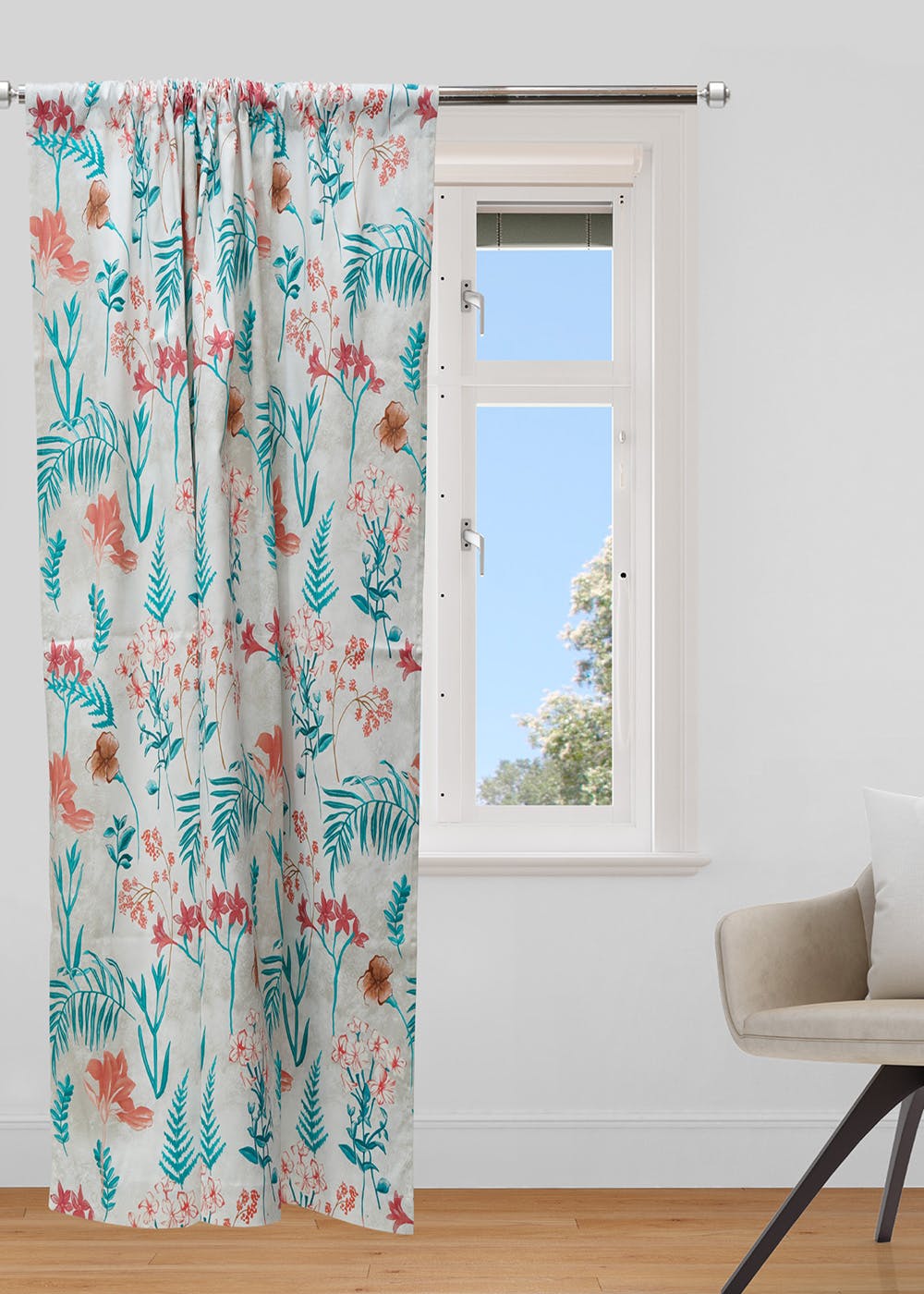 Get Tropical Print White Door Curtain at ₹ 1999 | LBB Shop