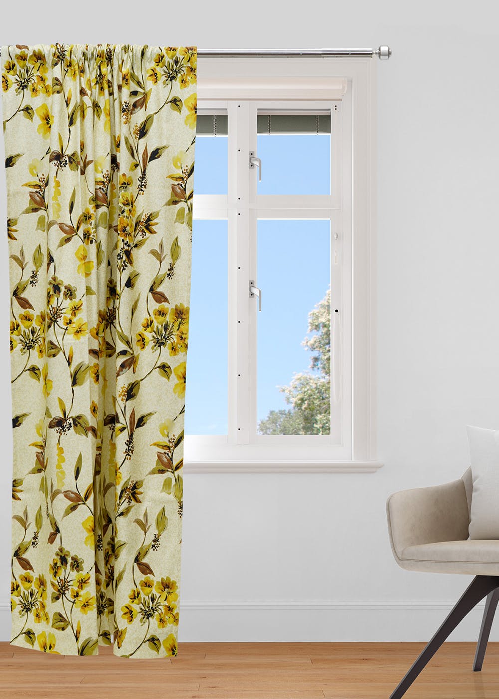 Get Yellow Floral Printed Door Curtain at ₹ 899 LBB Shop
