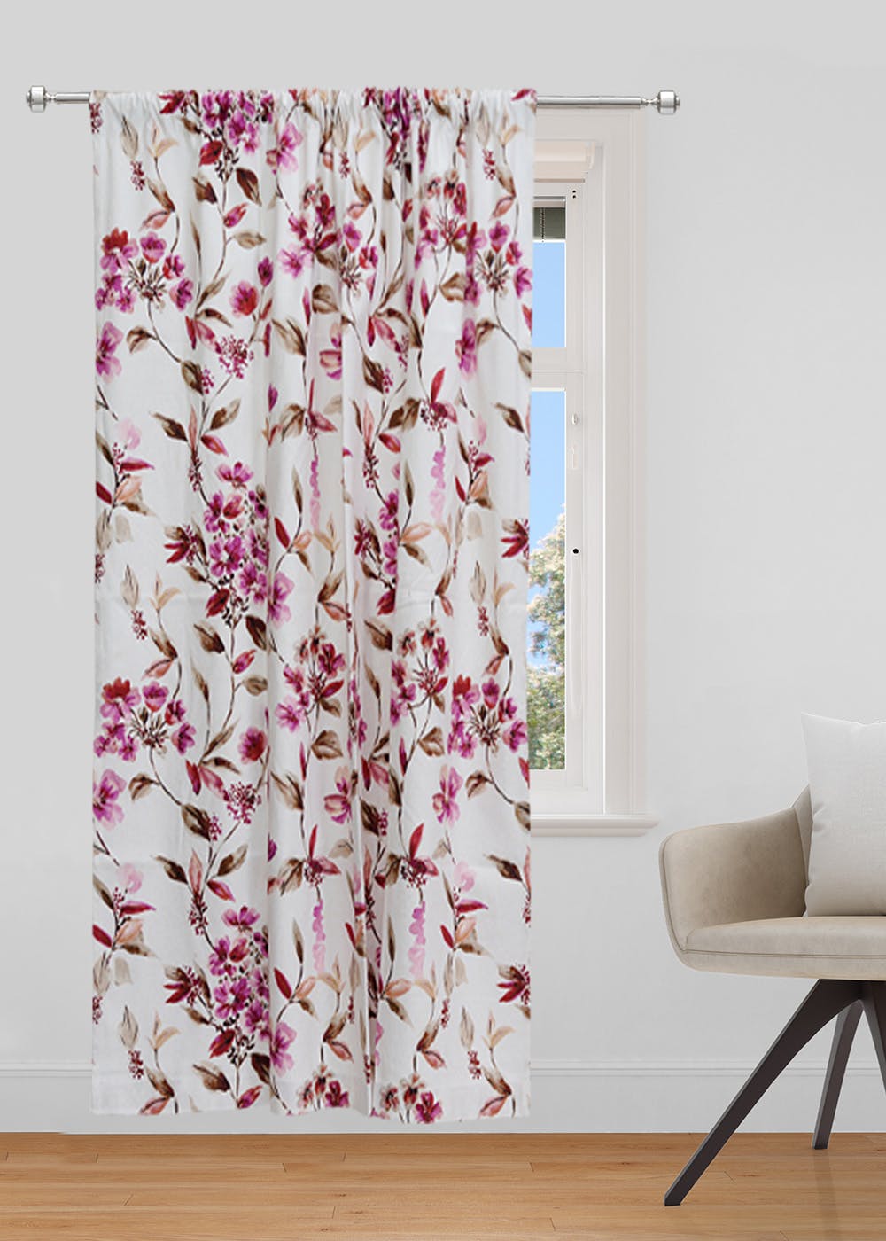 Get Pink Flower Printed Door Curtain at ₹ 899 | LBB Shop