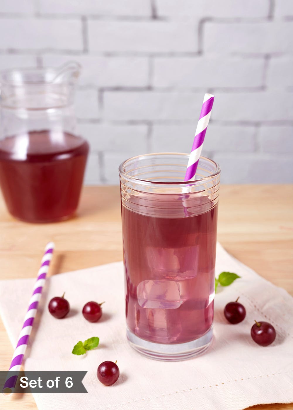 Line Textured Glass Tumbler - Set Of 6