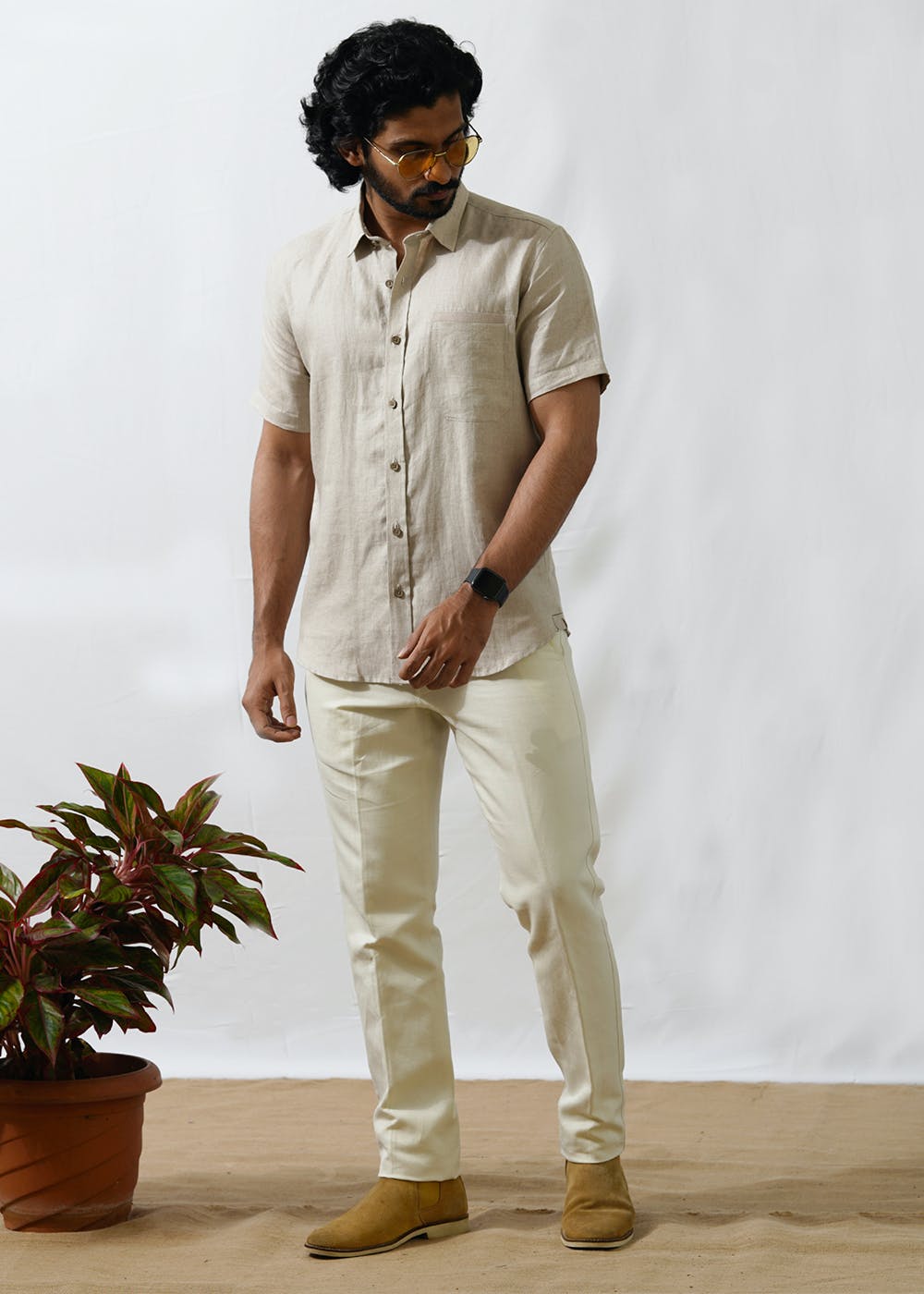 7083 White Shirt Beige Pants Images Stock Photos  Vectors  Shutterstock